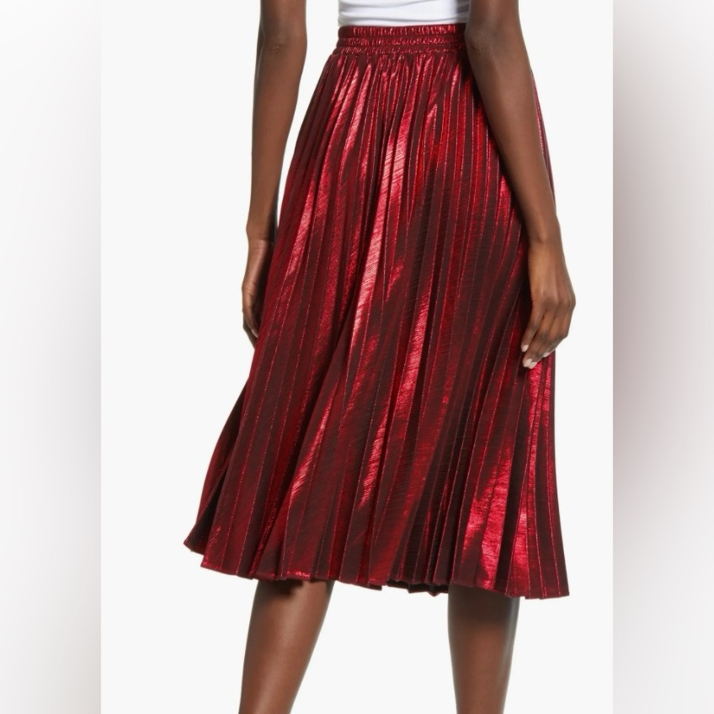 NWT Endless rose Metallic red pleated stretch skirt large